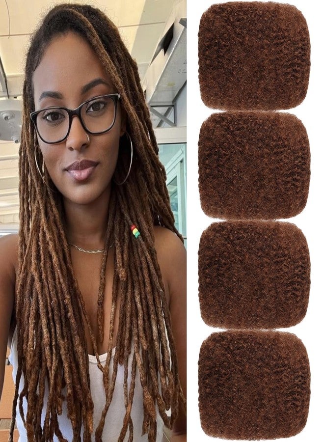 FCHLHFC Afro Kinky Curly Hair Afro Kinky 100% Bulk Natural Human Hair Braiding Hair for Dreadlocks, Locs Repair, Dreadlock Extensions, Twists, Braids 120g 8inch (Auburn) - Image 1